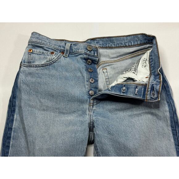 Levi's 501S Women's Skinny Leg Button Fly Blue Denim Jeans - Size 28x28 (29x27) - Picture 2 of 6